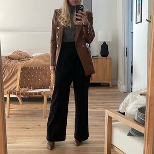 Zara brown faux leather blazer
